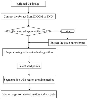 Segmentation of Spontaneous Intracerebral Hemorrhage on CT With a Region Growing Method Based on Watershed Preprocessing